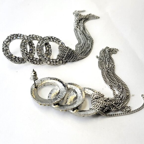 Long Rhinestone Tassel Earrings - Picture 7 of 11